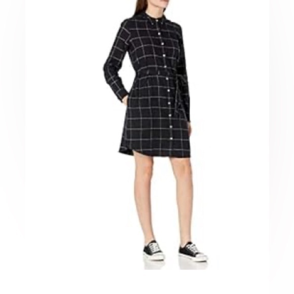 Goodthreads Windowpane Flannel Button Up Shirtdress with Tie Belt - Picture 6 of 6